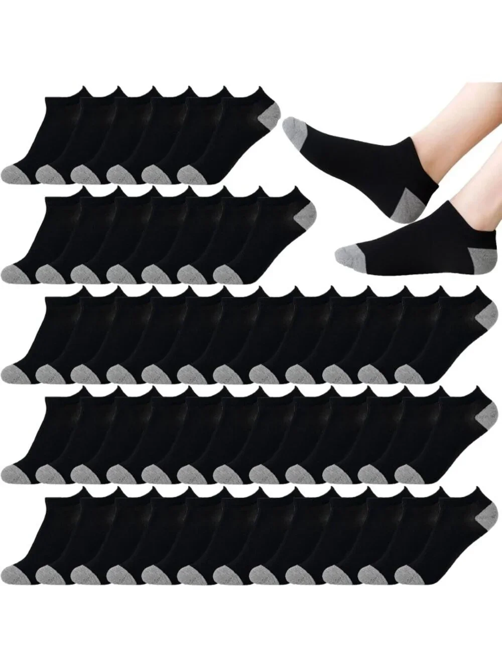 🧦Women's All Black 20 Pair Pairs Low Cut Ankle No Show Casual Athletic Socks